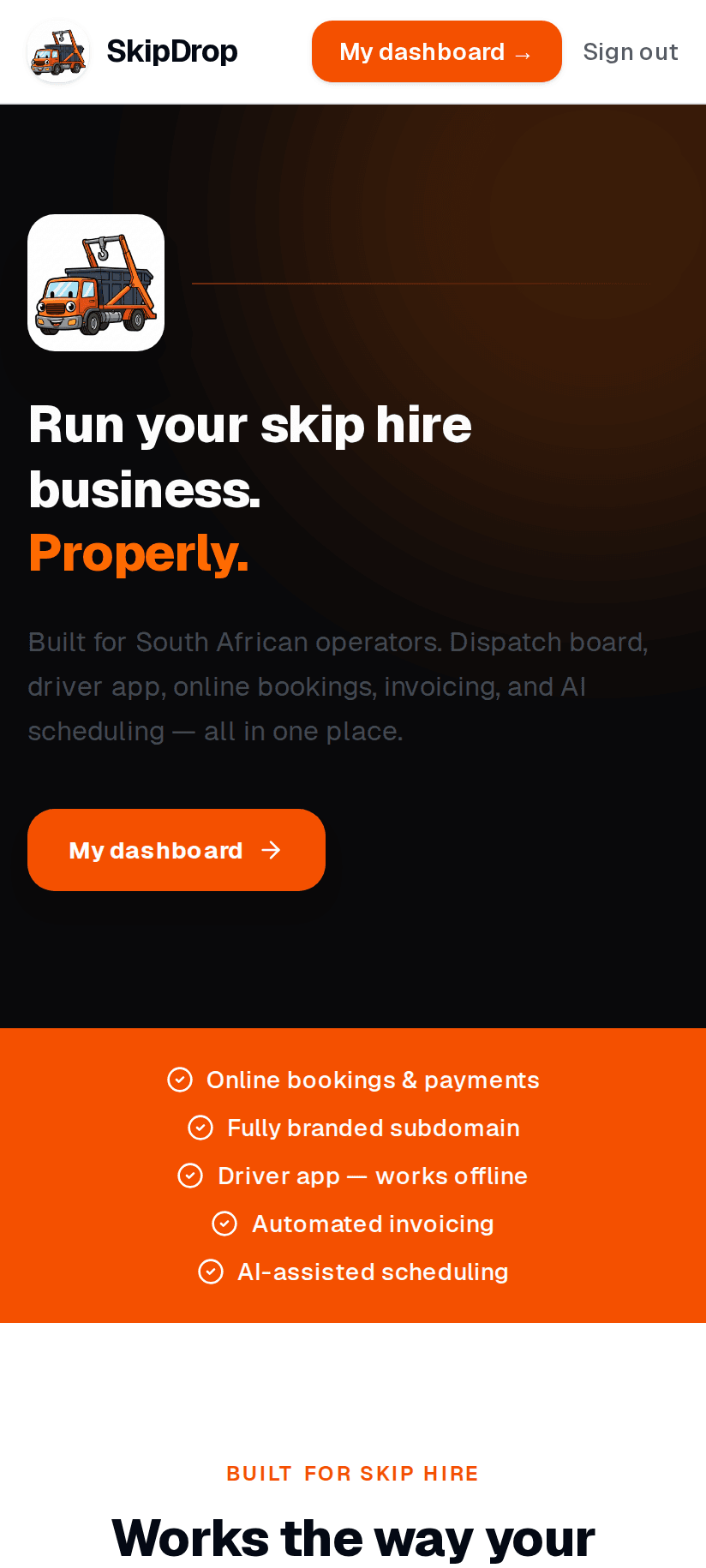 Landing page with the Sign up button — on mobile