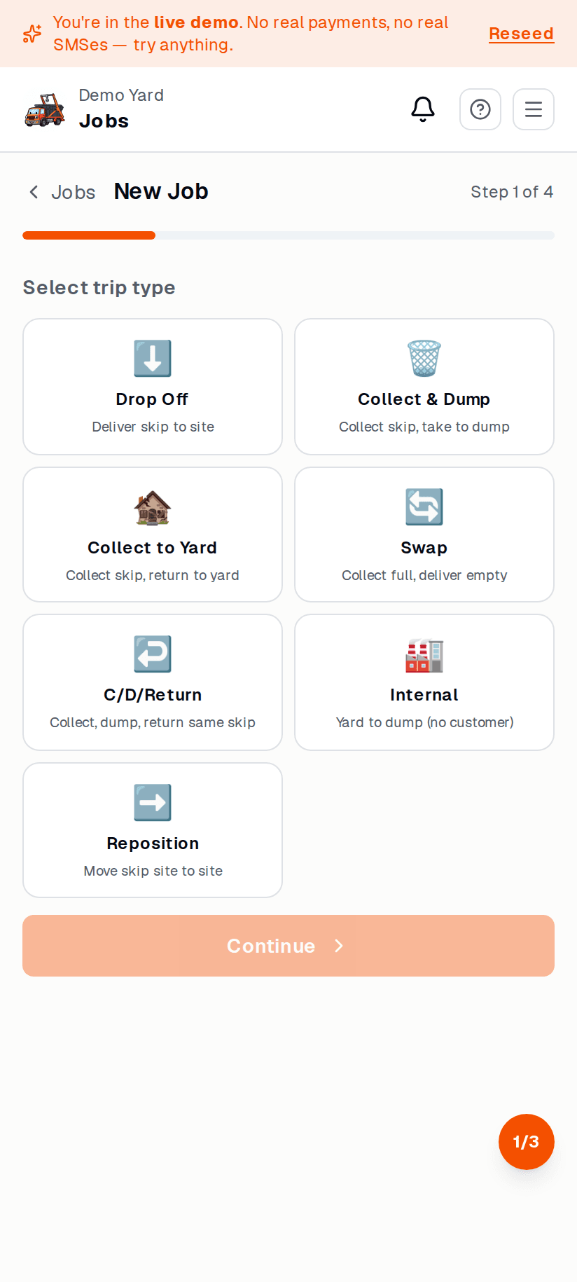 Skip type picker — on mobile