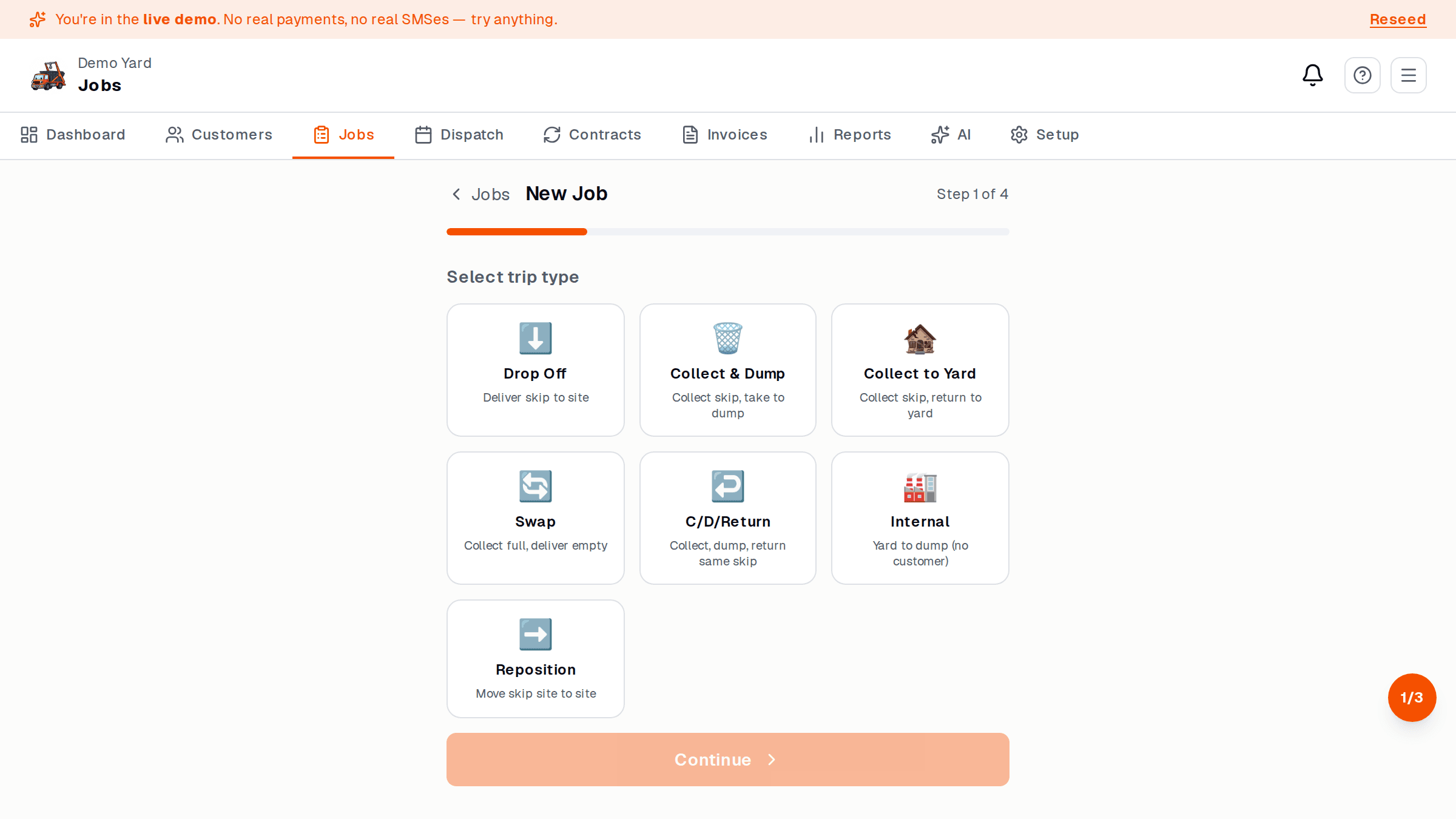 Skip type picker