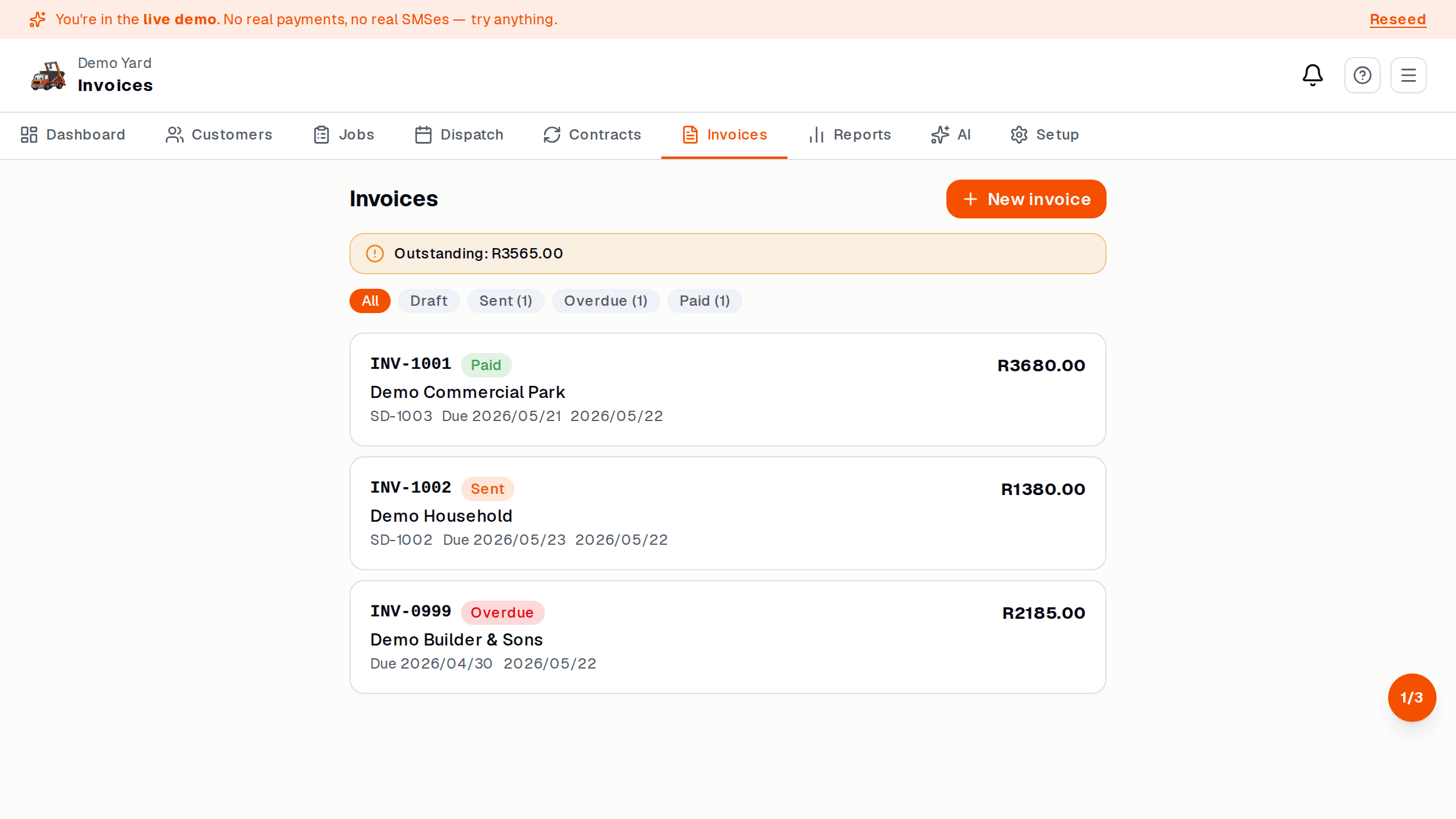 Invoice list