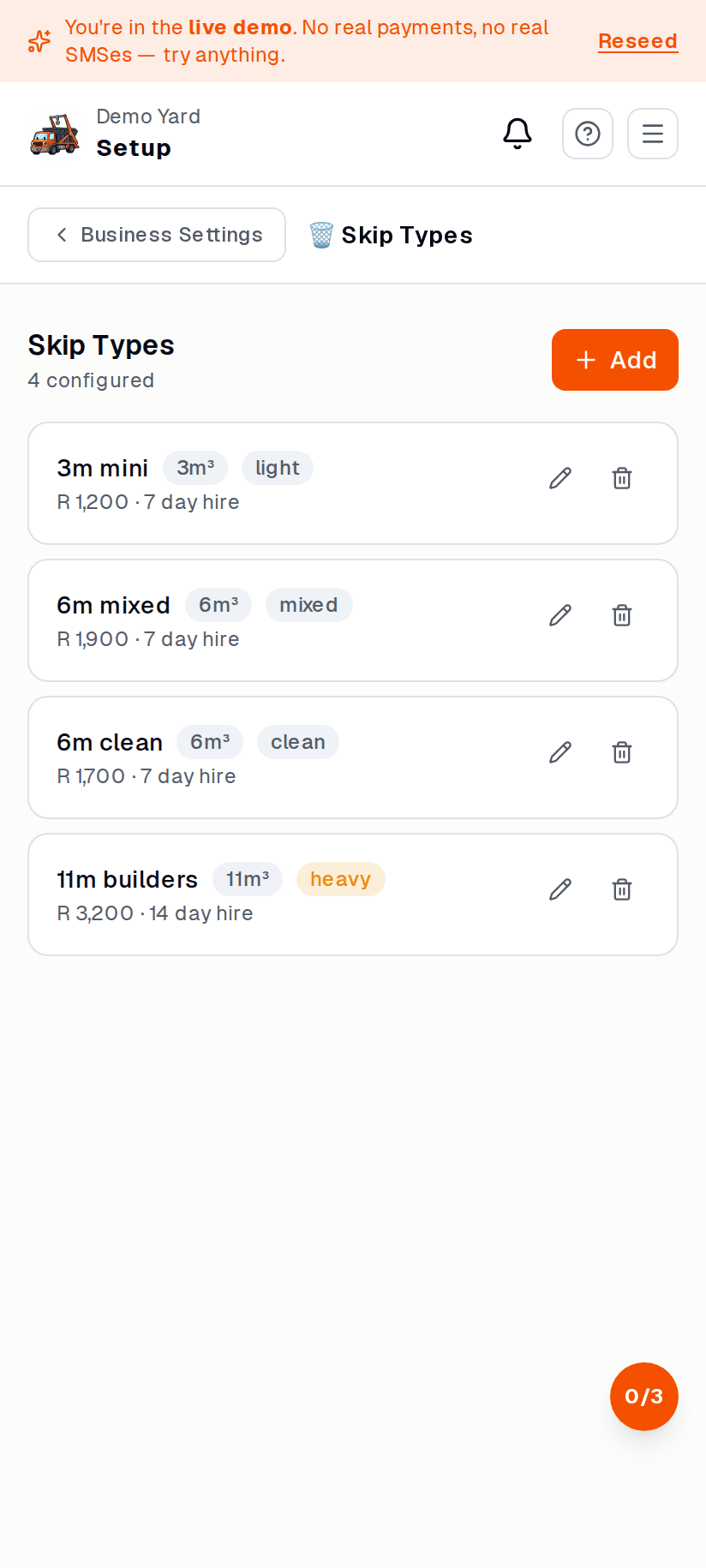 Skip types page — on mobile
