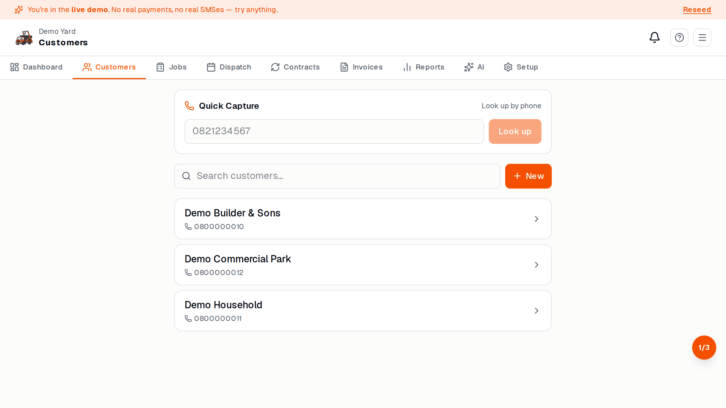 Customer detail page