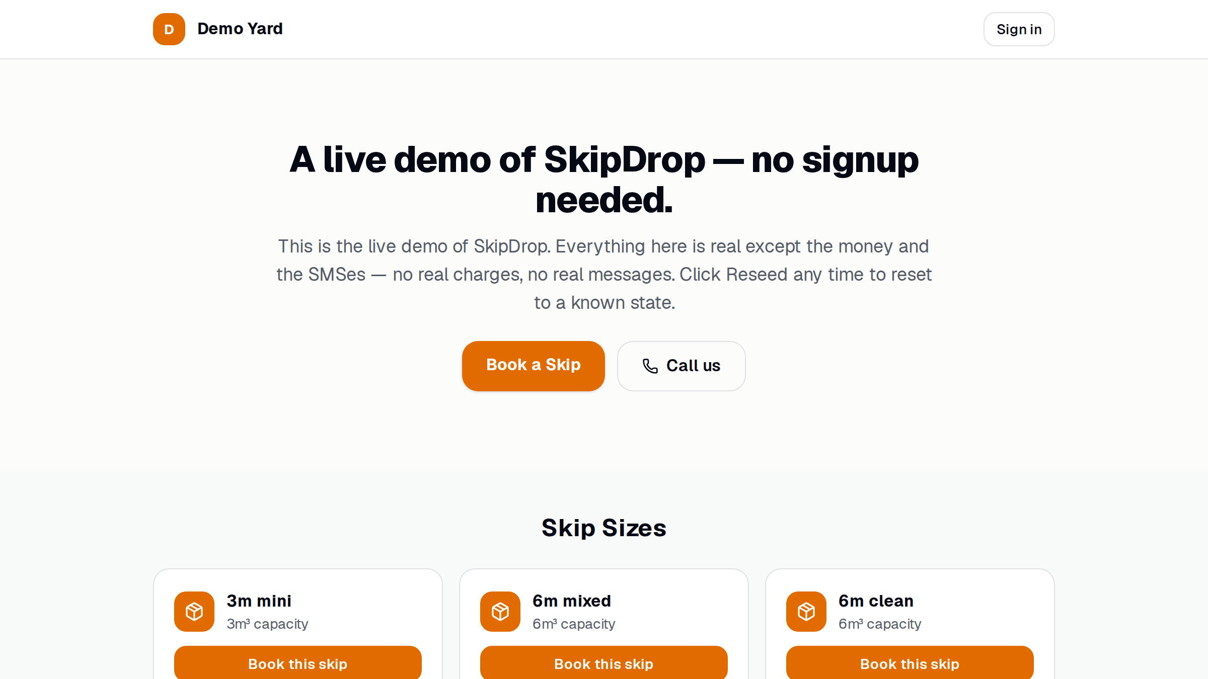 Public booking page